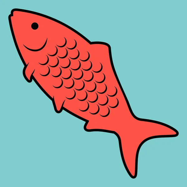 Fish Icon Isolated Flat Style Vector Illustration — Stock Vector
