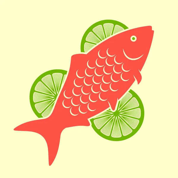 Fish Lime Slices Flat Style Vector Illustration — Stock Vector