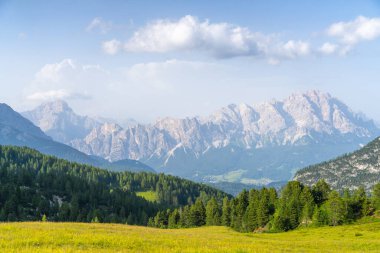 beautiful sunset scene summer of Dolomites Alps mountain landscape. Stunning Giau Pass - 2236m mountain pass in the province of Belluno in Italy