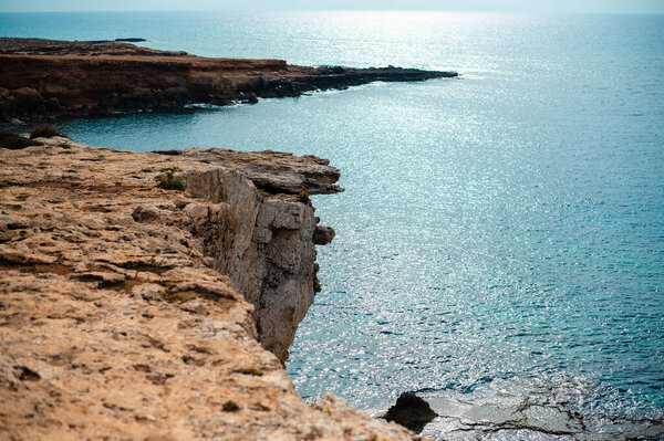 Beautiful Natural Rock Arch Ayia Napa View Calm Turquoise Sea Stock Picture