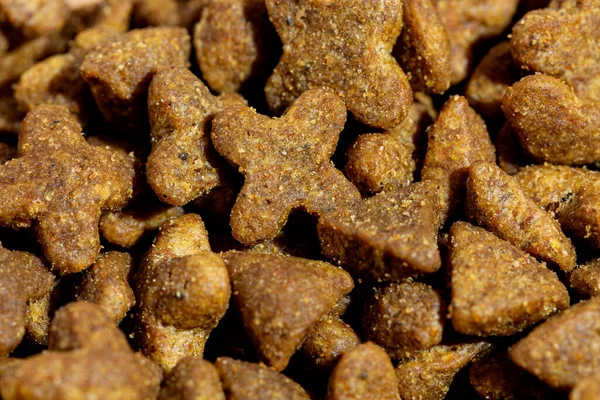 Comida Para Perros Gatos Kibble Disparados Cerca Fondo Vista Superior — Foto de Stock