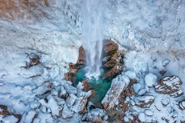 Bella Cascata Pericnik Slovenia Inverno — Foto Stock