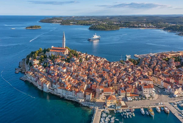 Luftaufnahme Der Altstadt Von Rovinj Beliebtes Reiseziel Istrien Kroatien — Stockfoto