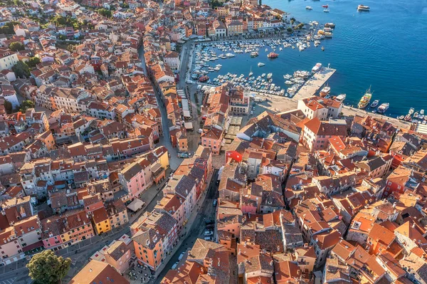 Vista Aérea Casco Antiguo Rovinj Popular Destiación Viajes Istria Croacia —  Fotos de Stock