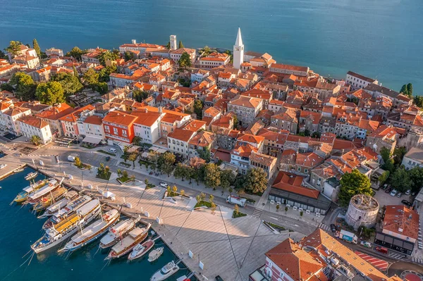 Vista Aérea Casco Antiguo Porec Popular Destino Turístico Istria Croacia —  Fotos de Stock