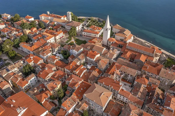 Vista Aérea Para Porec Cidade Velha Destino Viagem Popular Ístria — Fotografia de Stock