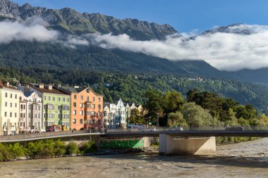 Brightly painted buildings of the old town of Tyrolean capital Innsbruck, Austria