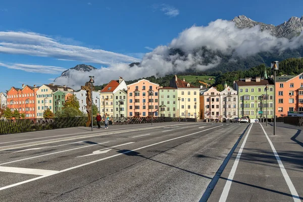 Brightly painted buildings of the old town of Tyrolean capital Innsbruck, Austria