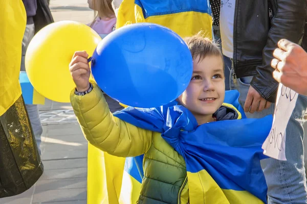 Bruselas Bélgica Marzo 2022 Guerra Ucrania Cientos Partidarios Ucrania Reunieron — Foto de Stock