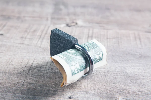 Money Locked Padlock — Stock Photo, Image