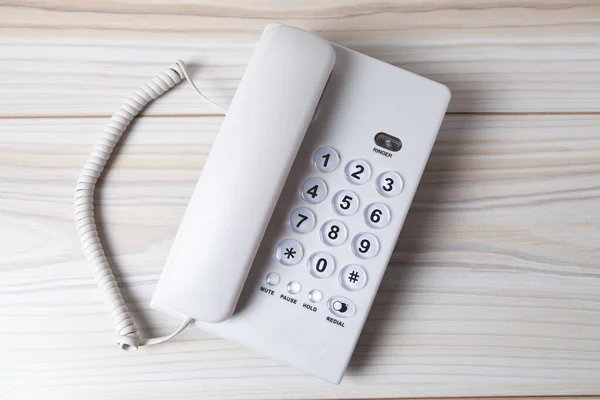 Telefone Home Branco Mesa — Fotografia de Stock