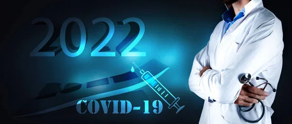 Diante Médico Cronograma Crescente Para 2022 Conceito Coronavírus — Fotografia de Stock