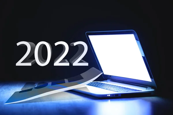 Μπροστά Από Γράφημα Ανάπτυξης Laptop Για 2022 — Φωτογραφία Αρχείου