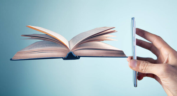 the phone displays a book