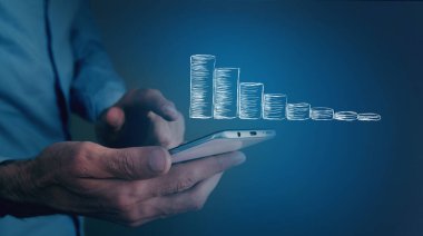 Telefondaki bozuk para grafiğine tıklıyor