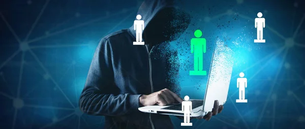 People Icons Hacker Background — Stock Photo, Image