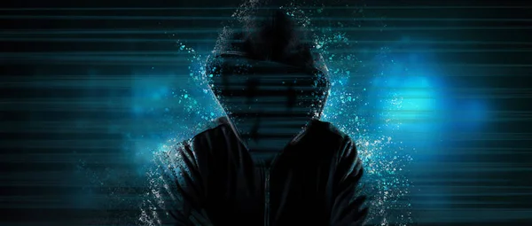 Хакер Капоті Синьому Фоні — стокове фото