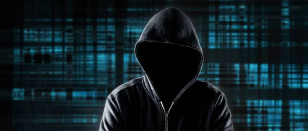 Hacker Hood Blue Background — Stock Photo, Image