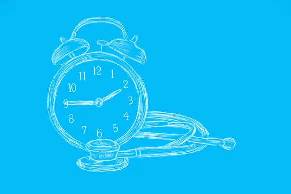 Painted Alarm Clock Stethoscope — Stock Photo, Image