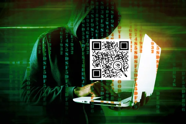 Code Hacker Met Laptop — Stockfoto