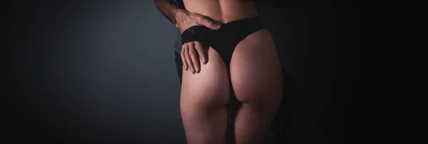 Man Touching Woman Ass Panties — Stock fotografie