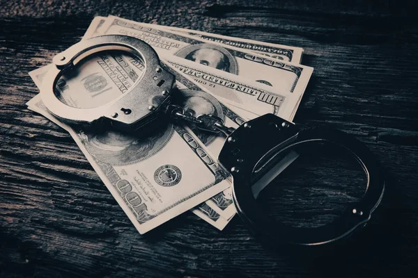 Geld Und Handschellen Bestechung Der Behörden — Stockfoto