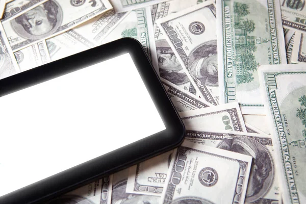 Tablet Dollars Table — Stock Photo, Image