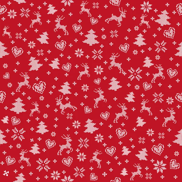 Beau Motif Noël Avec Des Ornements Modèle Noël Rouge Blanc — Image vectorielle