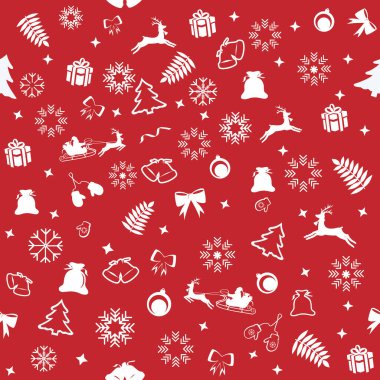 Süslü güzel Xmas deseni. Kırmızı ve beyaz Noel deseni. Vektör