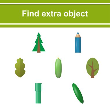 Çocuklar için oyun. Fazladan nesne bul.