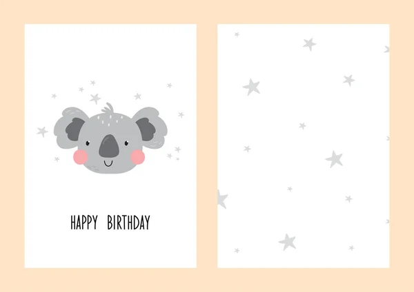 Lindo koala poco - ilustración vectorial. Divertido estampado para bebé con carácter koala. Diseño de tarjeta de ducha bebé. — Vector de stock