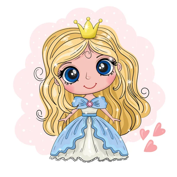 Princesa Dibujos Animados Linda Chica Bueno Para Tarjetas Felicitación Invitaciones — Vector de stock