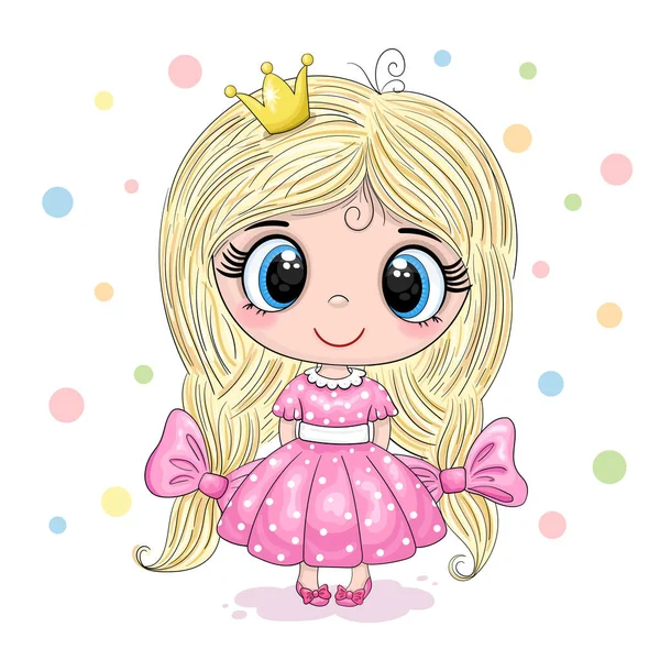 Princesa Dibujos Animados Linda Chica Bueno Para Tarjetas Felicitación Invitaciones — Vector de stock