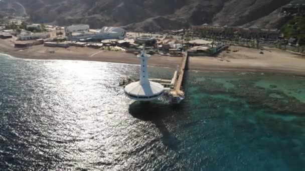 Observatorio Submarino en Eilat con su hermoso mar azul — Vídeo de stock