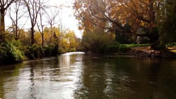 Kuzey İsrail 'de akan Hermon Nehri' nin aşağısındaki küçük bir şelalede su akar. — Stok video