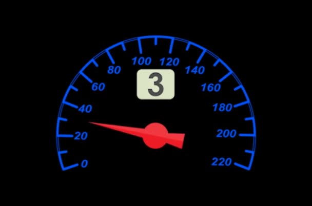 Velocímetro Painel Carro Seta Velocímetro Mostra Aumento Diminuição Velocidade Animação — Vídeo de Stock
