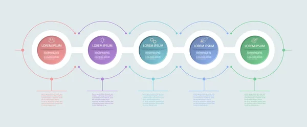 Infografías Cinco Pasos Hacia Éxito Proyecto Empresarial Una Startup Marketing — Vector de stock