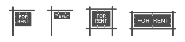 Fastigheter Att Hyra Uppsättning Tecken Med Inskriptionen För Rent Platt — Stock vektor