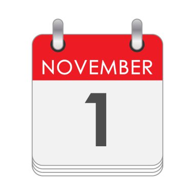 1 Kasım. Takvimde 1 Kasım tarihli bir yaprak. Düz biçim.