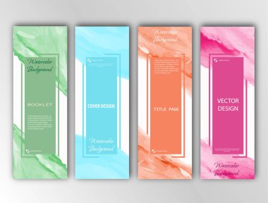 Suluboya tarzında vektör kapakları. Pankartlar, posterler ve broşürler için bir şablon seti. Vektör ölçeklenebilir illüstrasyon