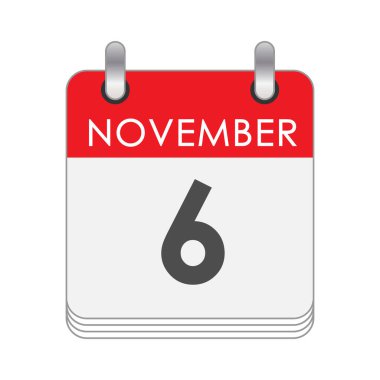 6 Kasım. Takvimde 6 Kasım tarihli bir yaprak. Düz biçim.