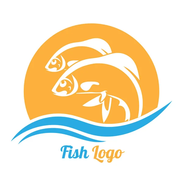 Logo Eines Fisch Fischer Oder Fischrestaurants Flacher Stil — Stockvektor