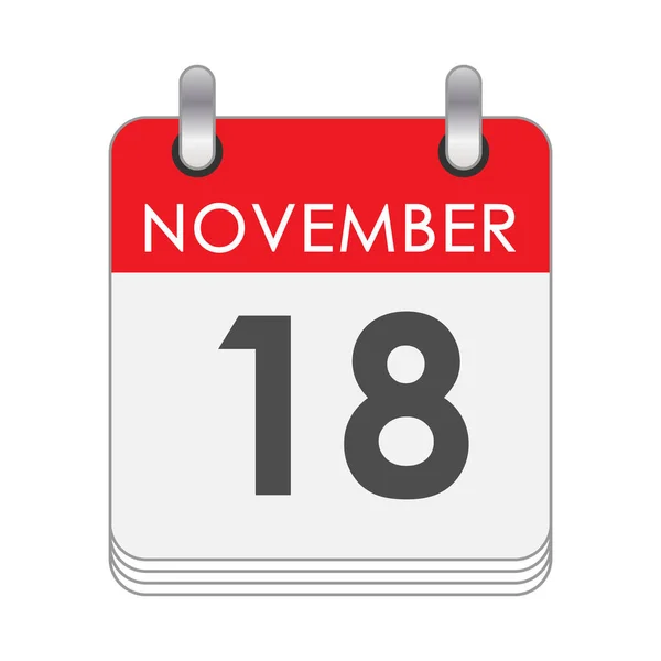 November Ett Löv Flip Kalendern Med Datum Den November Platt — Stock vektor