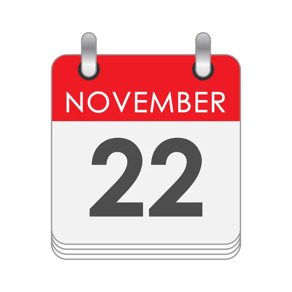 November Ett Löv Flip Kalendern Med Datum Den November Platt — Stock vektor