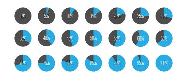 Ensemble Diagrammes Secteurs Avec Secteur Pourcentage 100 Par Tranches Points — Image vectorielle