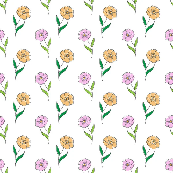 Bloemen Naadloos Patroon Voor Texturen Textiel Eenvoudige Achtergronden Vlakke Stijl — Stockvector