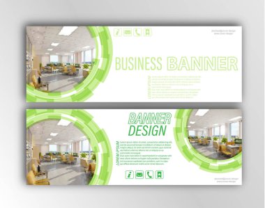 Fotoğraf, metin ve görsel bilgiler için alanı olan bir web afişi tasarımı için soyut şablon. Basit biçim.