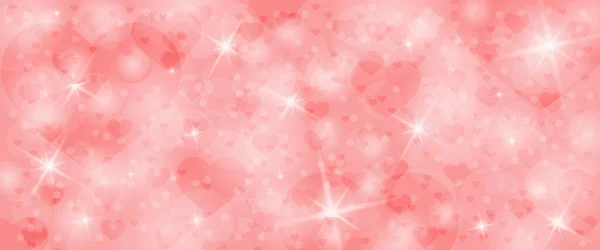 Roter Und Pinkfarbener Hintergrund Mit Bokeh Elementen Herzen Und Funkelnden — Stockvektor