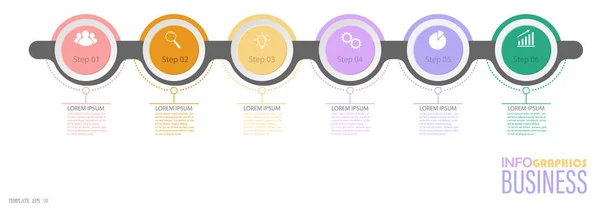 Infographies Avec Pictogrammes Modèle Étapes Affaires Formation Marketing Réussite Financière — Image vectorielle