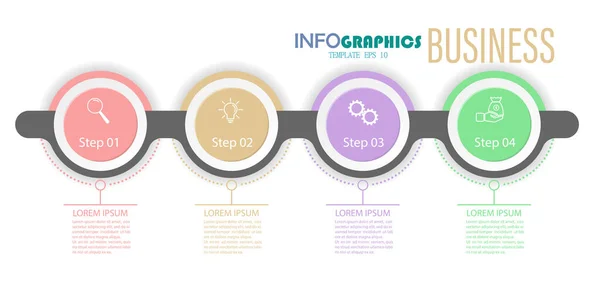 Infographie Avec Pictogrammes Modèle Étapes Affaires Formation Marketing Réussite Financière — Image vectorielle